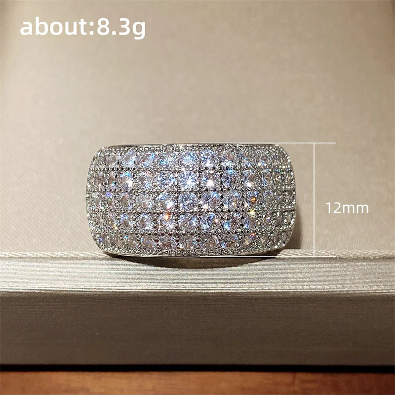 Micro Paved CZ Ring for Women - Bling Bling Fashion Engagement Wedding Band