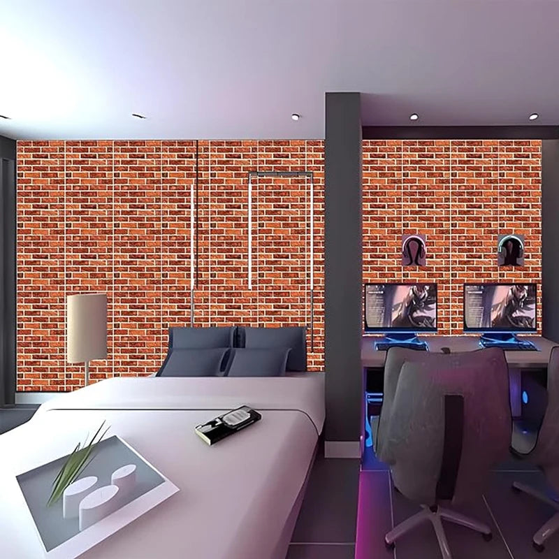 Removable 3D Brick Wall Stickers Self-Adhesive Waterproof Wallpaper for Living Room & Kitchen