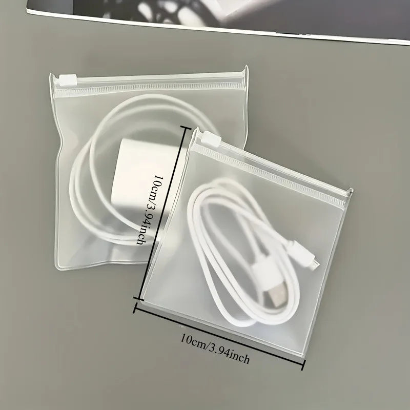 Clear Storage Bags with Air Holes - Organization for Chargers and Small Items, Transparent Rectangular Design