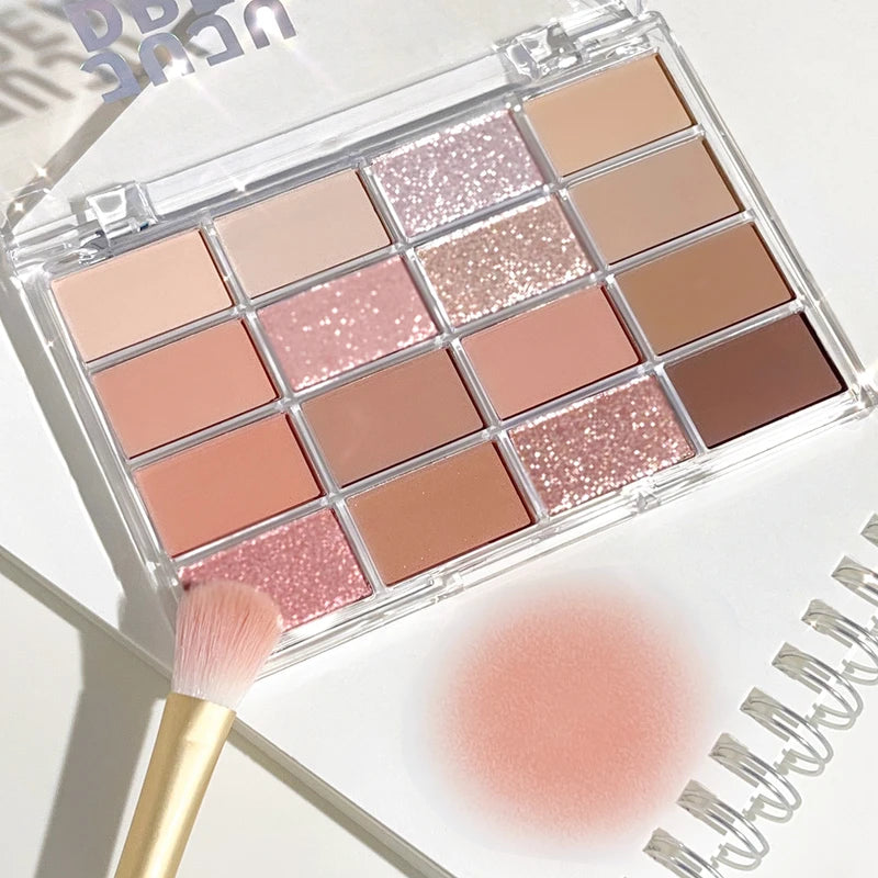 16-Color Earth Tone Eyeshadow Palette Matte & Shimmer for Daily Makeup