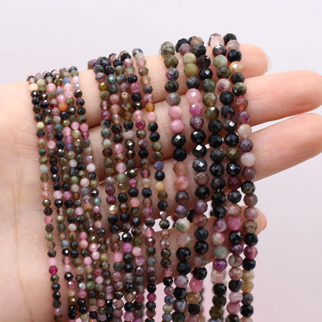 Natural Stone Round Faceted Beads for Jewelry Making DIY Necklace & Bracelet Spacers