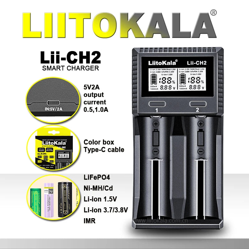 Universal Rechargeable Battery Charger for 18650, AA, AAA, Li-ion, NiMH, LiFePO4