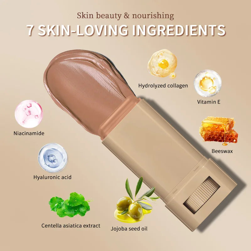 Skin Tint Foundation Stick with Serum Boost, 6 Colors, Hydrating & High Coverage