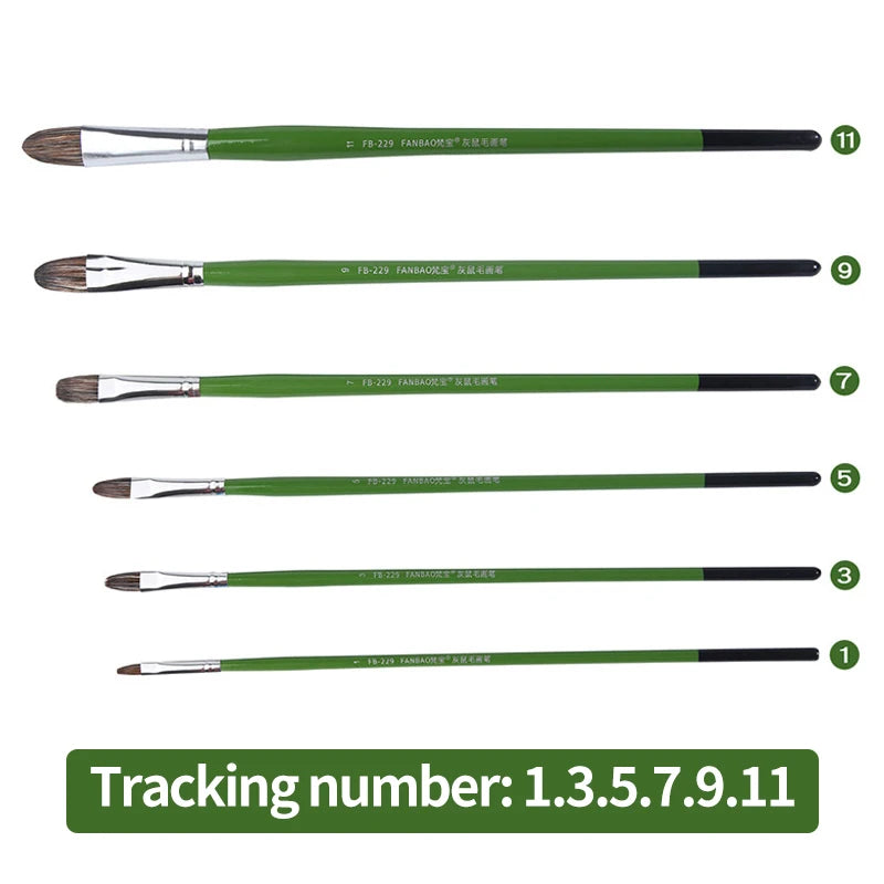 1/6Pcs Artist Watercolor Paint Brushes Set - Squirrel Hair Wooden Handle for Oil, Acrylic, Gouache