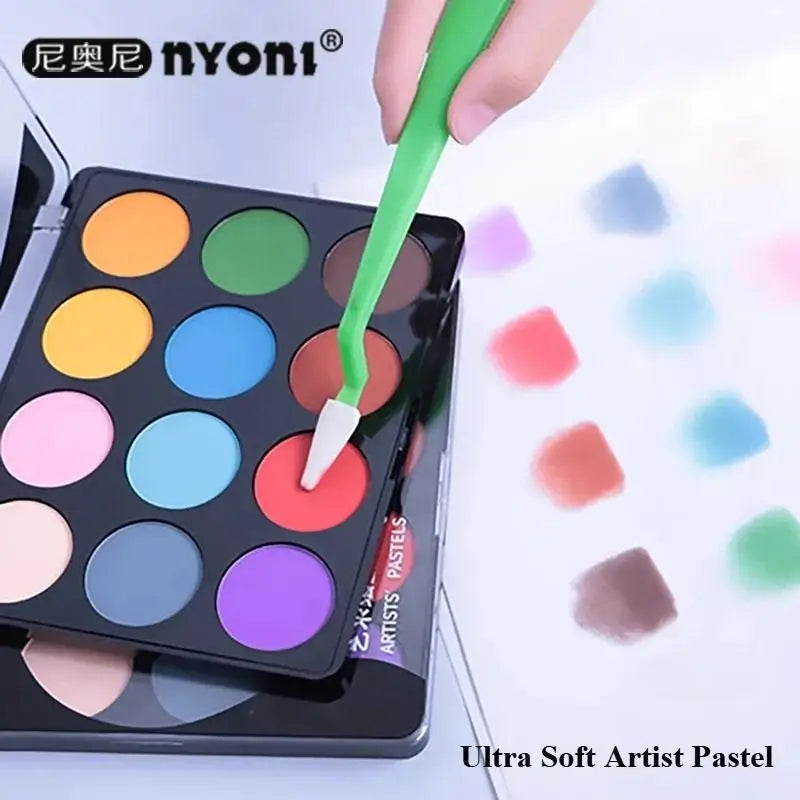 12 Color Soft Pastel Powder for Art & Drawing - Dry & Wet Sketching