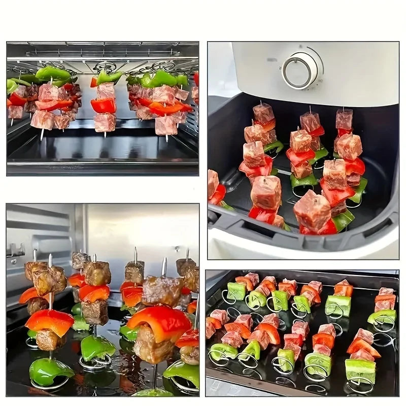 10pcs Air Fryer Skewer Set Food Grade 304 Stainless Steel Universal Accessories