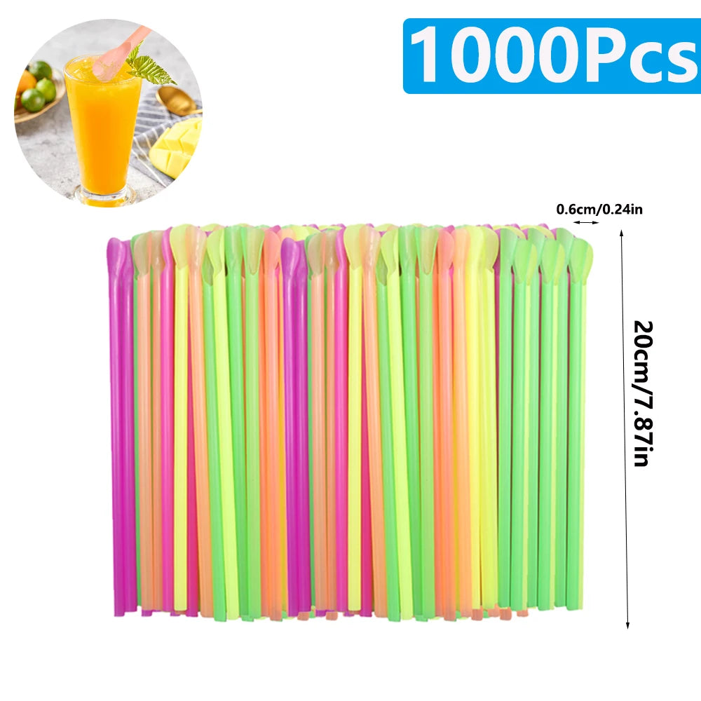 Spoon Straws for Drinks, Milkshakes & Smoothies, Bulk Pack of 50-2000 pcs