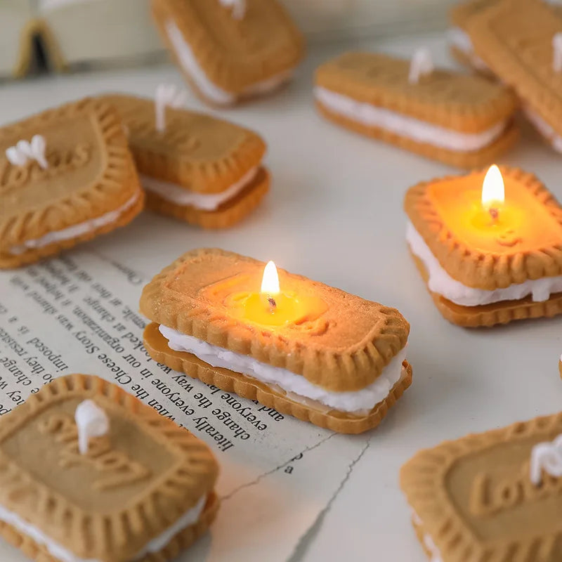 Cute Handmade Biscuit Scented Candle for Aromatherapy and Home Decor