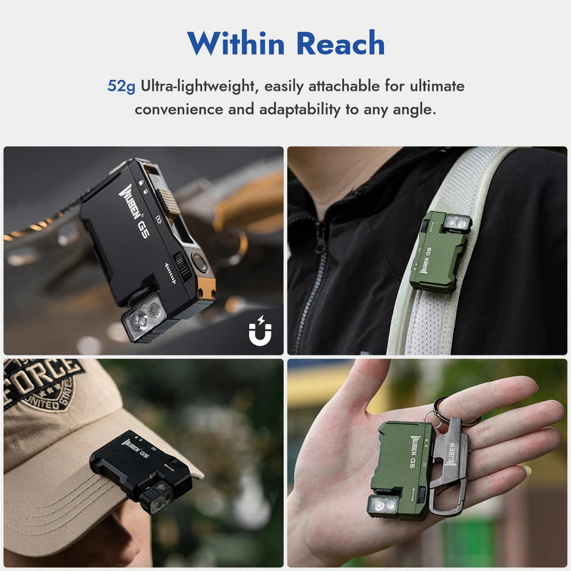 Rechargeable Magnetic LED Flashlight with RGB Dual Light Keychain for Camping Car Home