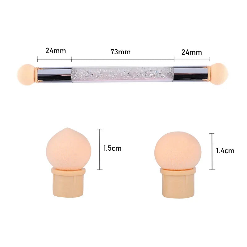 Nail Art Sponge Heads Replacement Set for Glitter Gel Polish with Color Gradient Design
