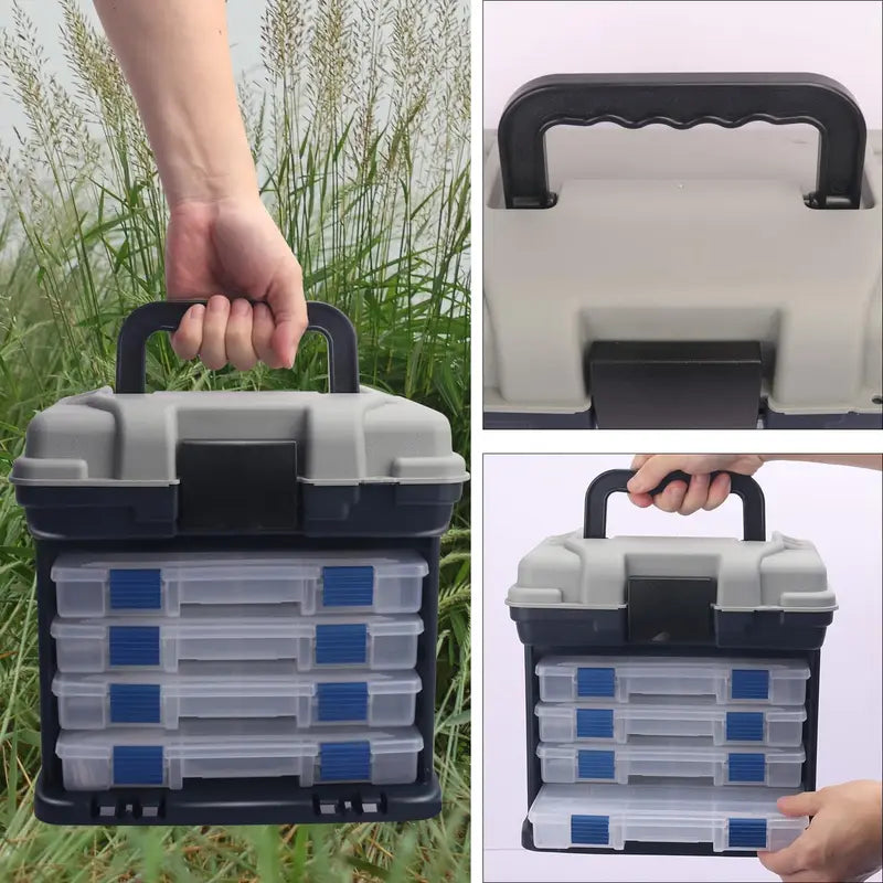 Fishing Tackle Box Kit with Pliers and Lures - Portable Multi-Compartment Organizer