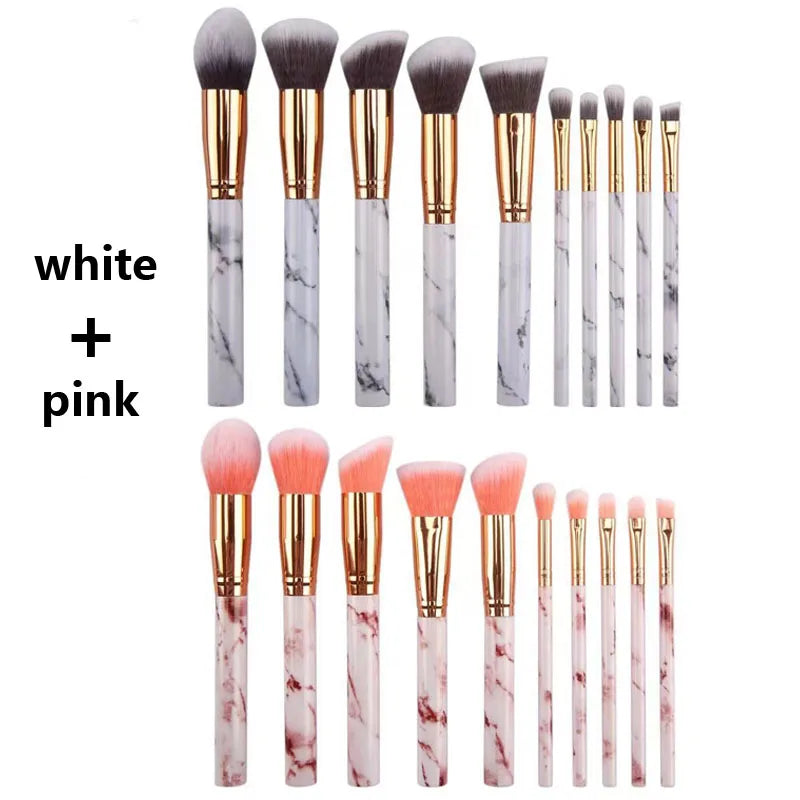 10 Pcs Makeup Brush Set - Synthetic Kabuki Foundation Blenders Face Powder Blush Concealer Eye Shadow Tools