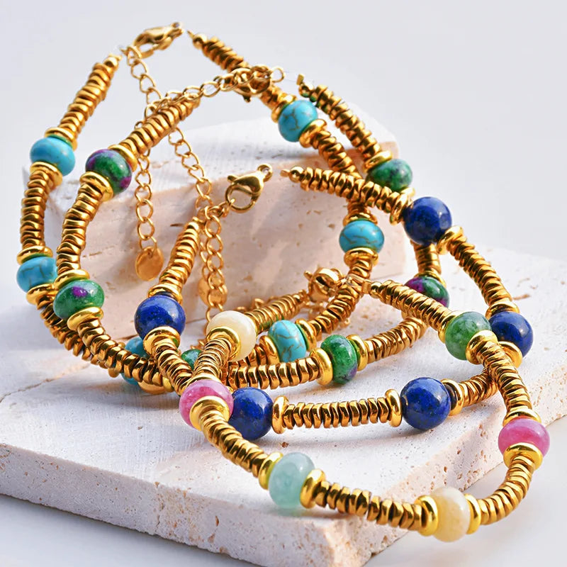 Colorful Natural Stone Beads Chain Bracelets for Women - Trendy Jewelry Gift