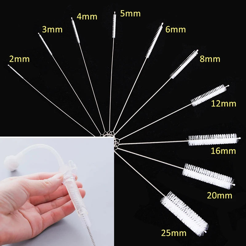 Multifunctional Nylon Stainless Steel Bottle Cleaning Brushes - Reusable Drinking Straw & Cup Cleaning Tools