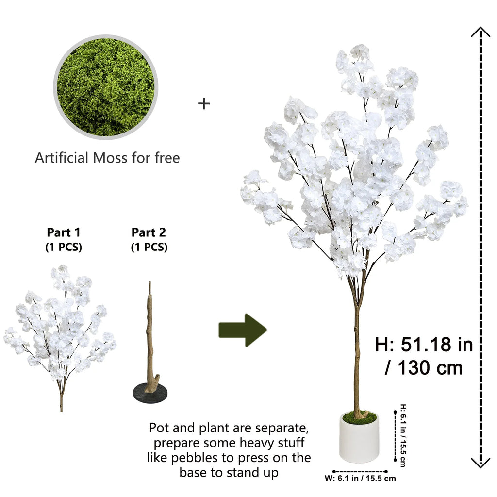 Artificial Cherry Blossom Tree 140-180cm Realistic Home Decor Fake Plant