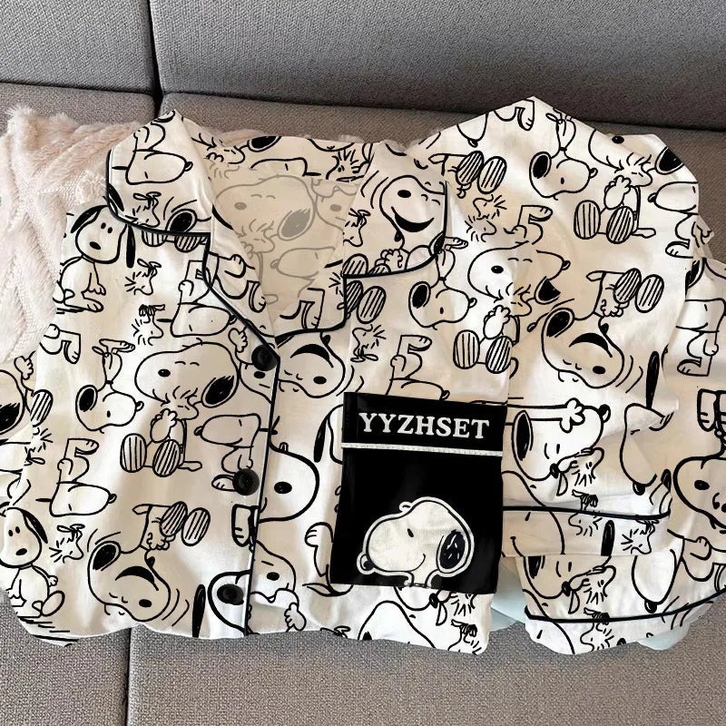 Unisex Snoopy Pajama Set - Long Sleeve & Pants Sleepwear for Men & Women