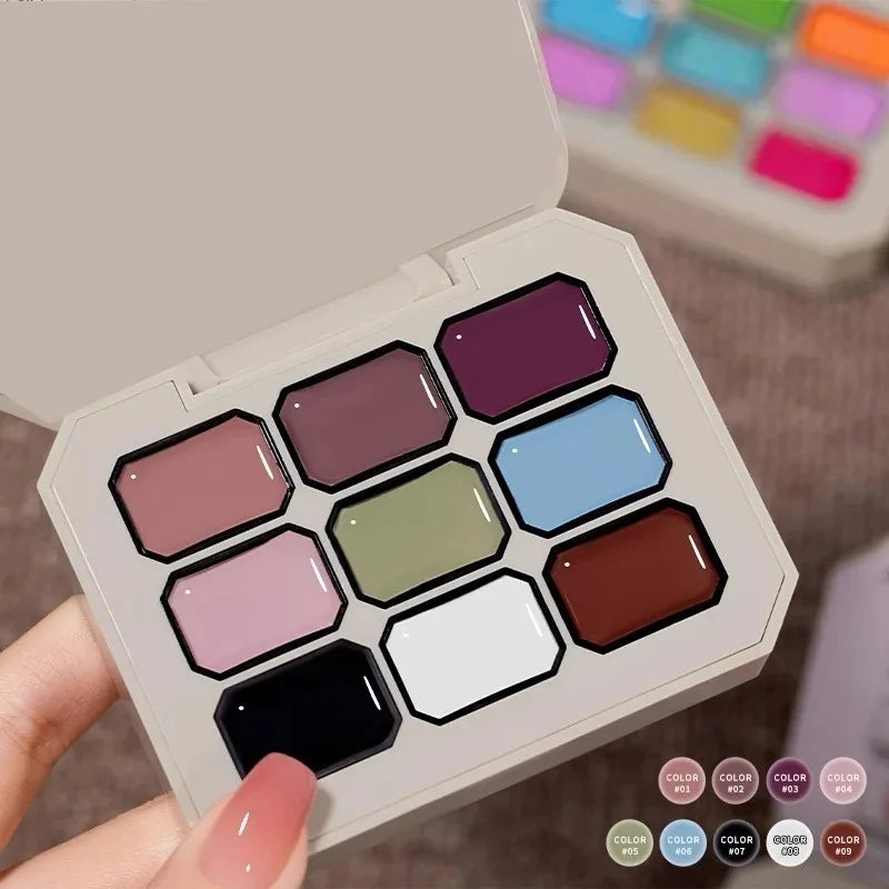 9-Color Gradient Nail Polish Set for French Manicure & Nail Art - High Saturation