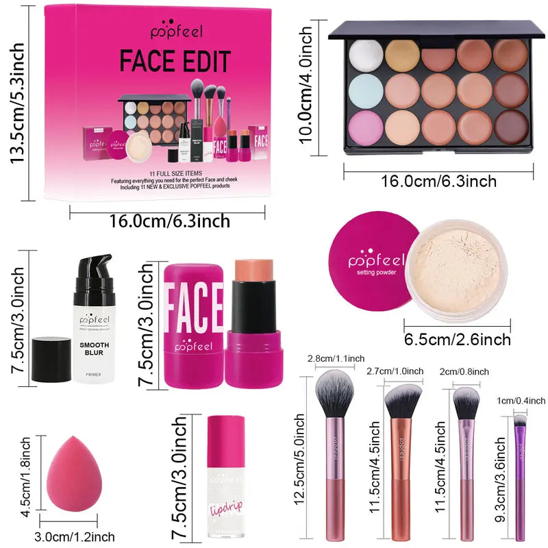 Valentine's Day Makeup Gift Set - All-in-One 11-Piece Cosmetic Kit for Women