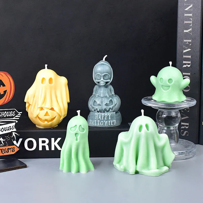 Halloween Ghost Candle Mold for DIY Pumpkin and Ghost Decorations, Silicone Craft Kit
