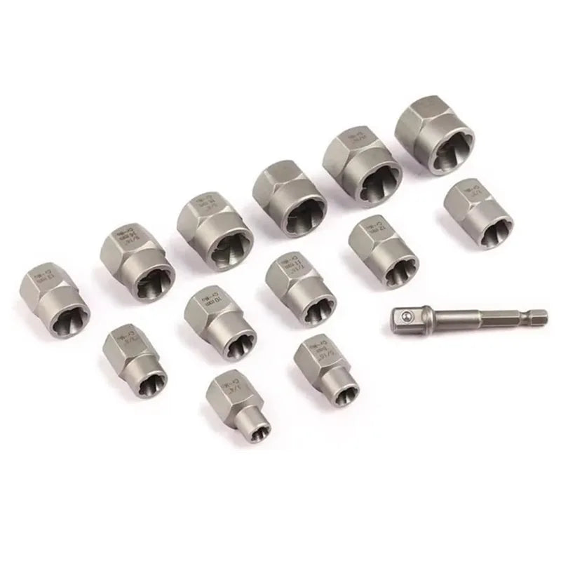 14-Piece Lug Nut Removal Socket Set for Damaged, Rusted & Rounded Bolts