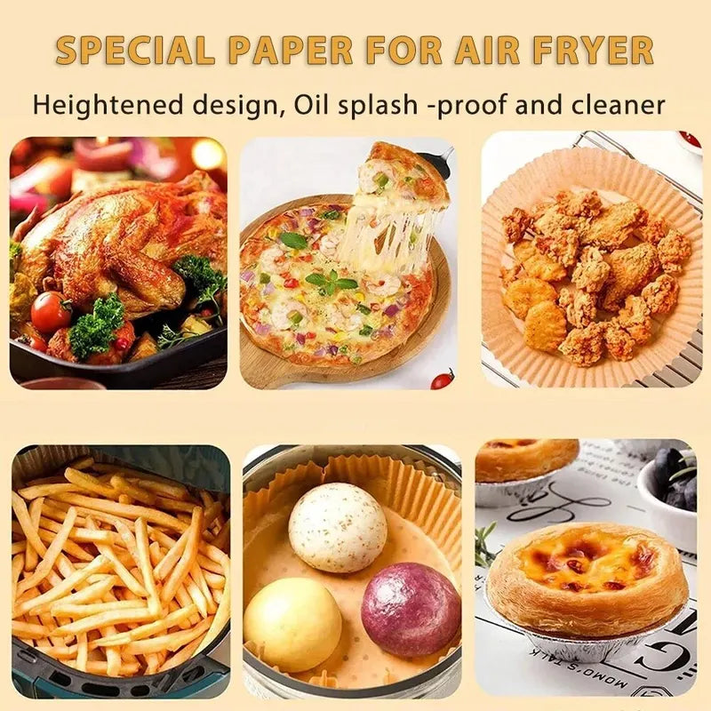 Disposable Non-Stick Air Fryer Baking Liners - Bulk Pack of 50 or 100