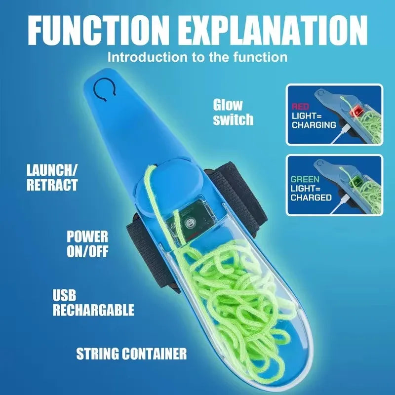 Electric Slingshot Rope Launcher Glow In The Dark Outdoor Stress Relief Toy for Adults