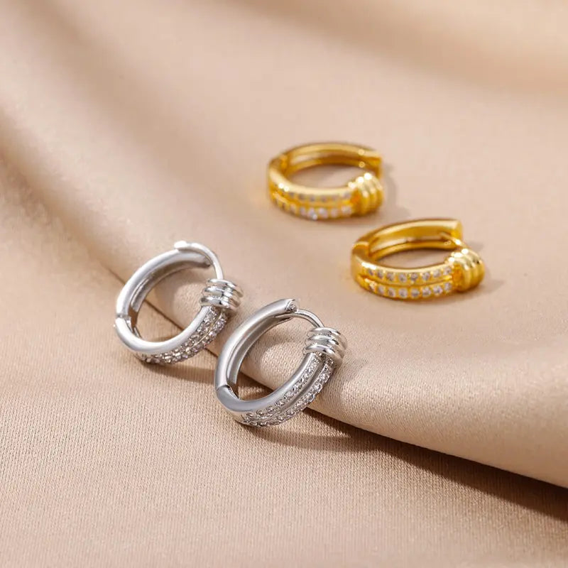 Hoop Earrings for Women Cubic Zirconia Luxury Gold & Silver Jewelry