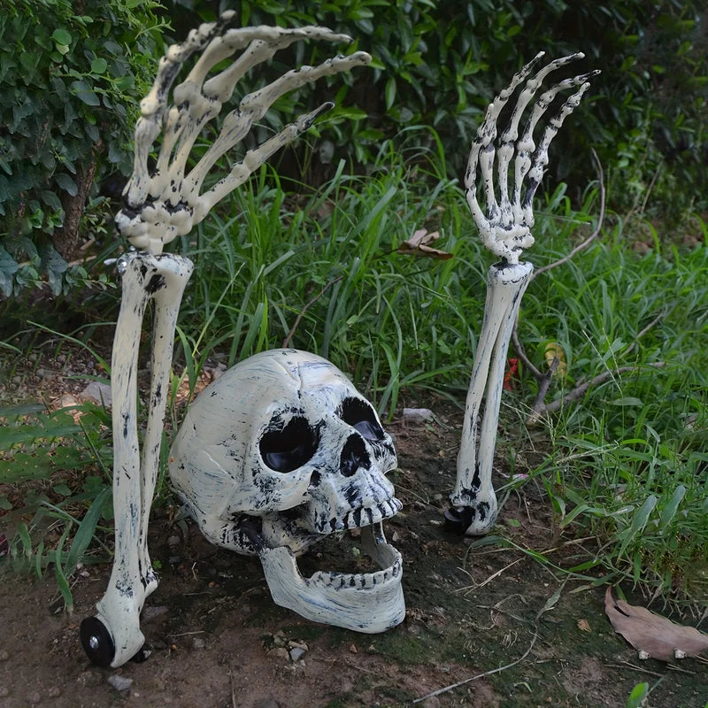 Skeleton Bone Garden Stakes with Skull & Hand for Halloween Yard Decor, 1/6pcs Set