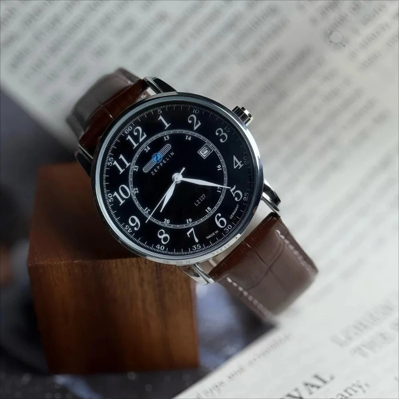 Men's Retro Zeppelin Airship Quartz Watch with Calendar and Business Style