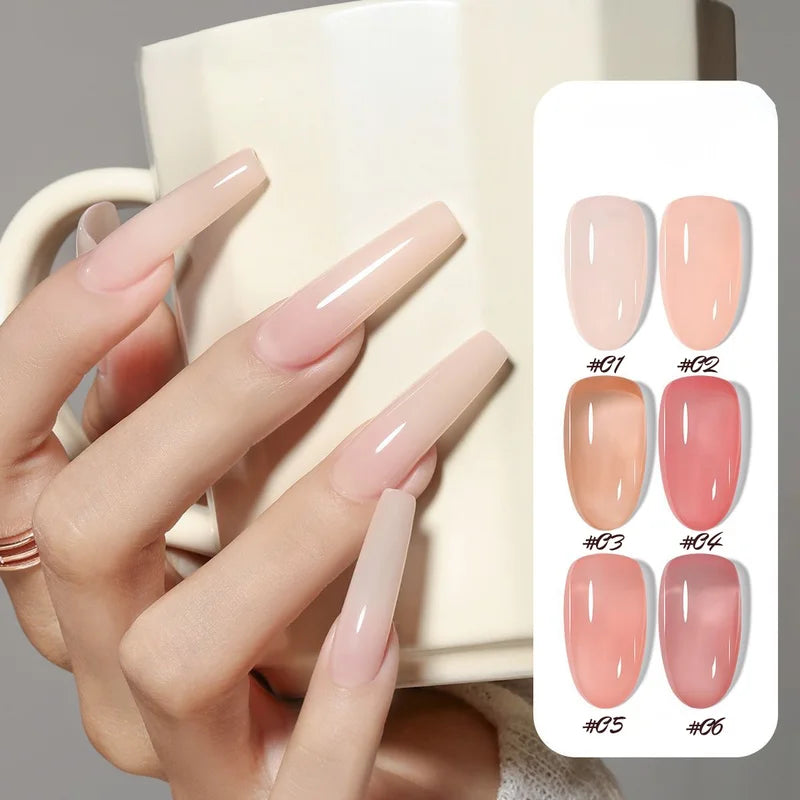 6-PCS Versatile Nail Art Nail Polish Set - Spring Ice Skin Nude Pink Colors