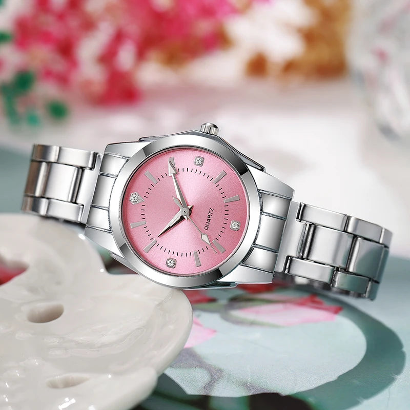 Fashion Women’s Rhinestone Quartz Wrist Watch - Casual Elegant Ladies Clock