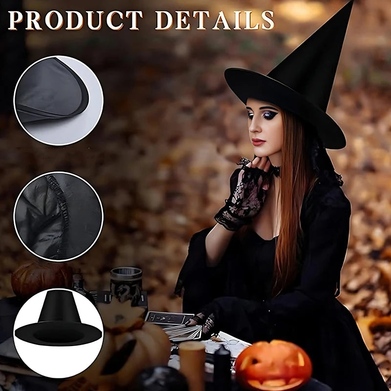 Halloween Wizard Hat and Flying Broomstick Cosplay Props Set - Party Decoration & Masquerade Accessory