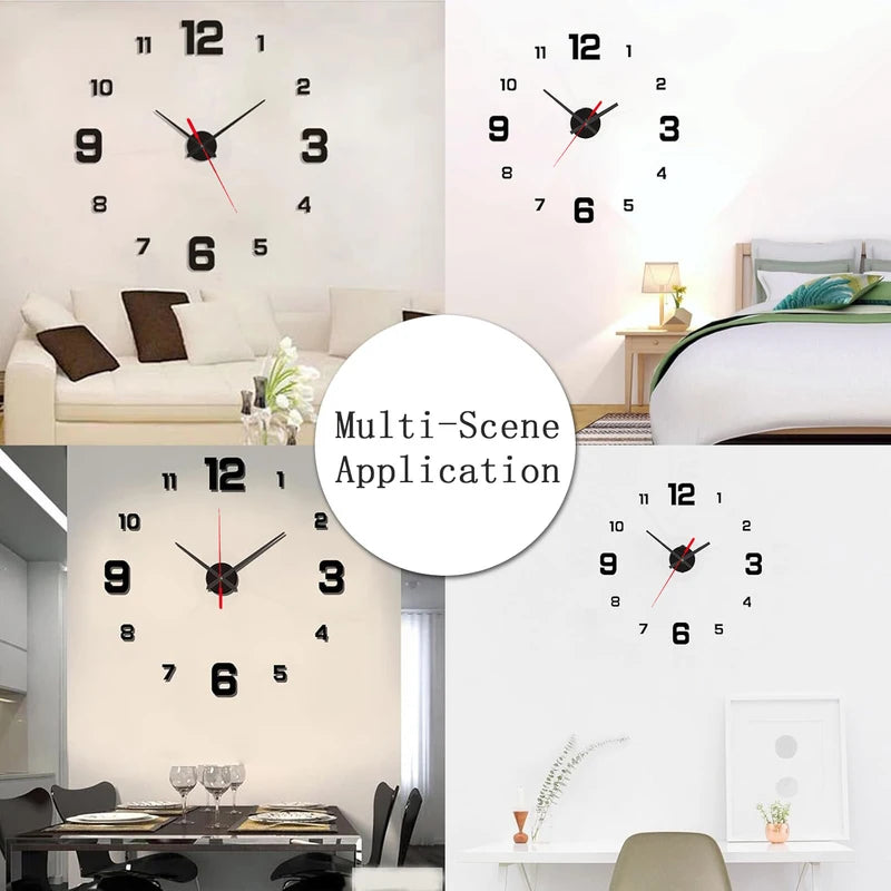 DIY Frameless Digital Wall Clock - Silent Vintage Style for Living Room & Office