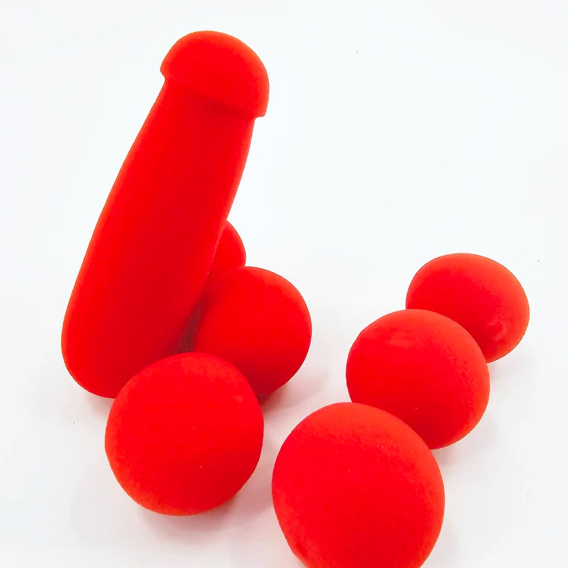Magic Tricks Set with Red Sponge Balls and Joke Pen - Funny Close-Up Stage Gadgets