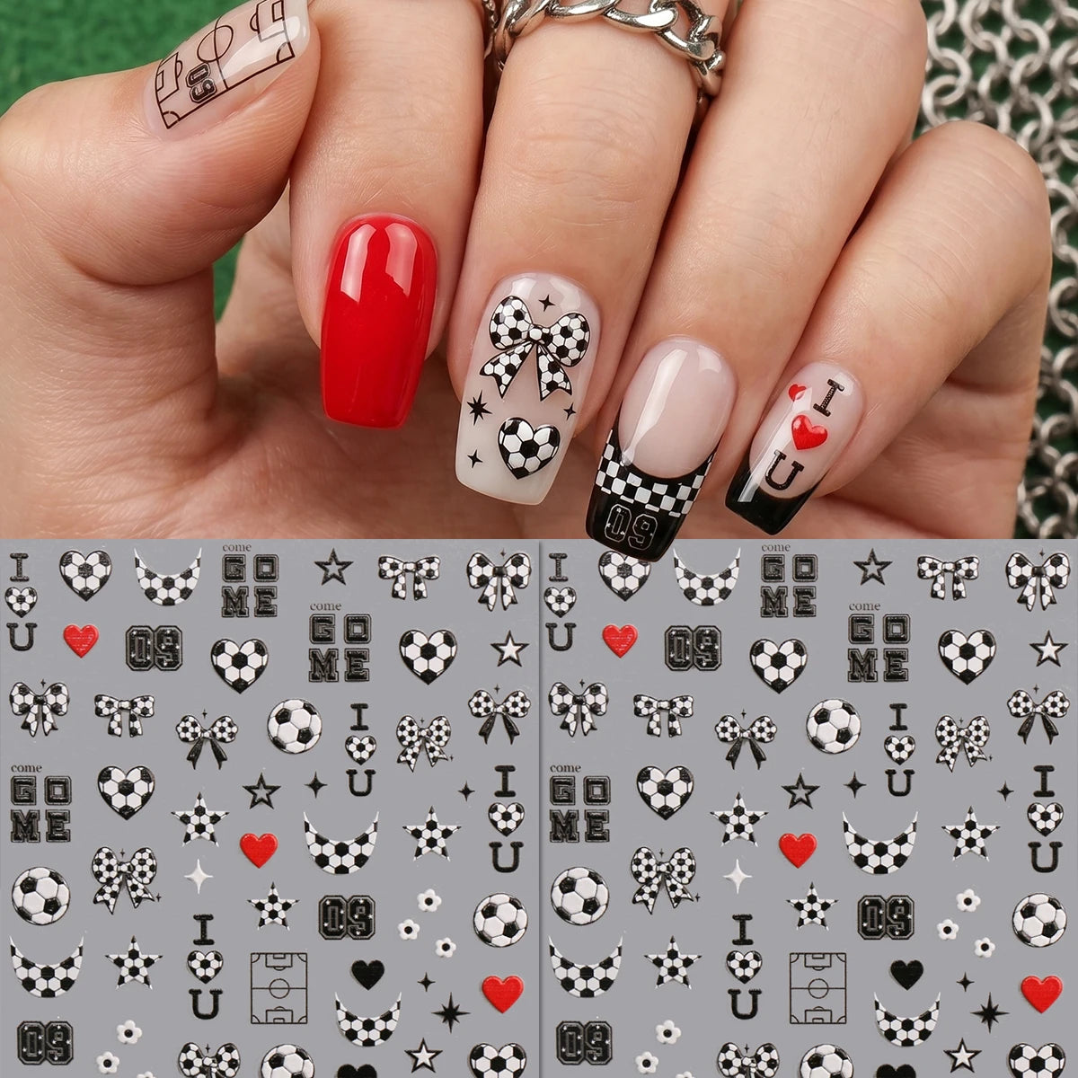 5D Embossed Bow & Cherry Nail Stickers - Textured Decals for DIY Manicure & Party