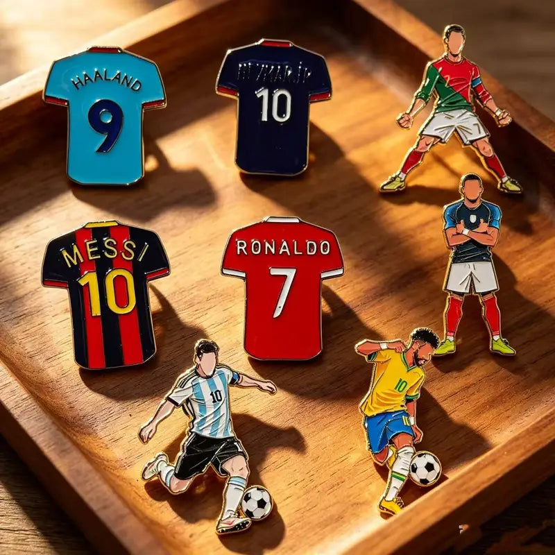 Football Player Enamel Brooch Pin - Ronaldo Goalkeeper Sports Metal Badge for Clothes