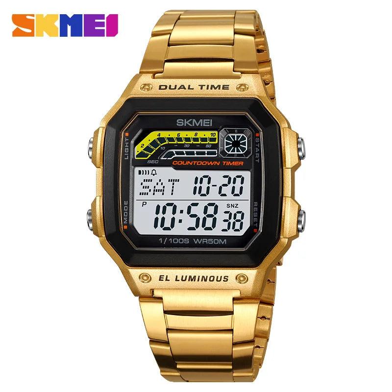 Digital Sport Watch Waterproof Men's LED Countdown Wristwatch - Shockproof