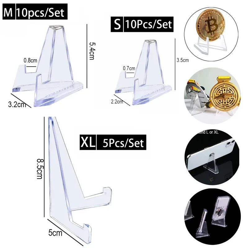 Acrylic Display Holder Triangle Stand for Coins Photos Cards Home Decor