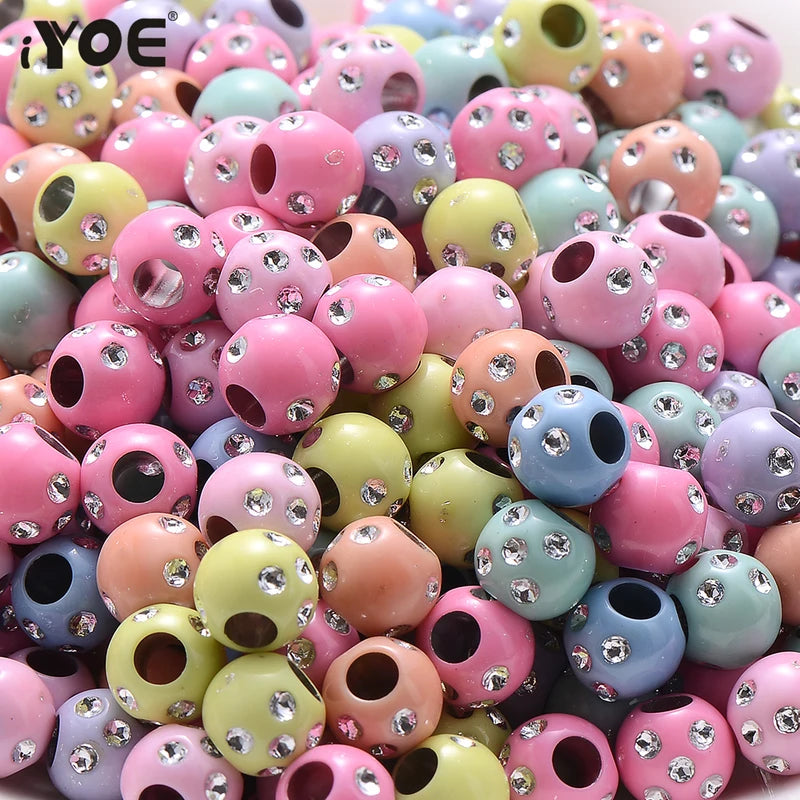 50pcs Acrylic Shiny Beads for Jewelry Making - 7x8mm Big Hole Spacer Beads