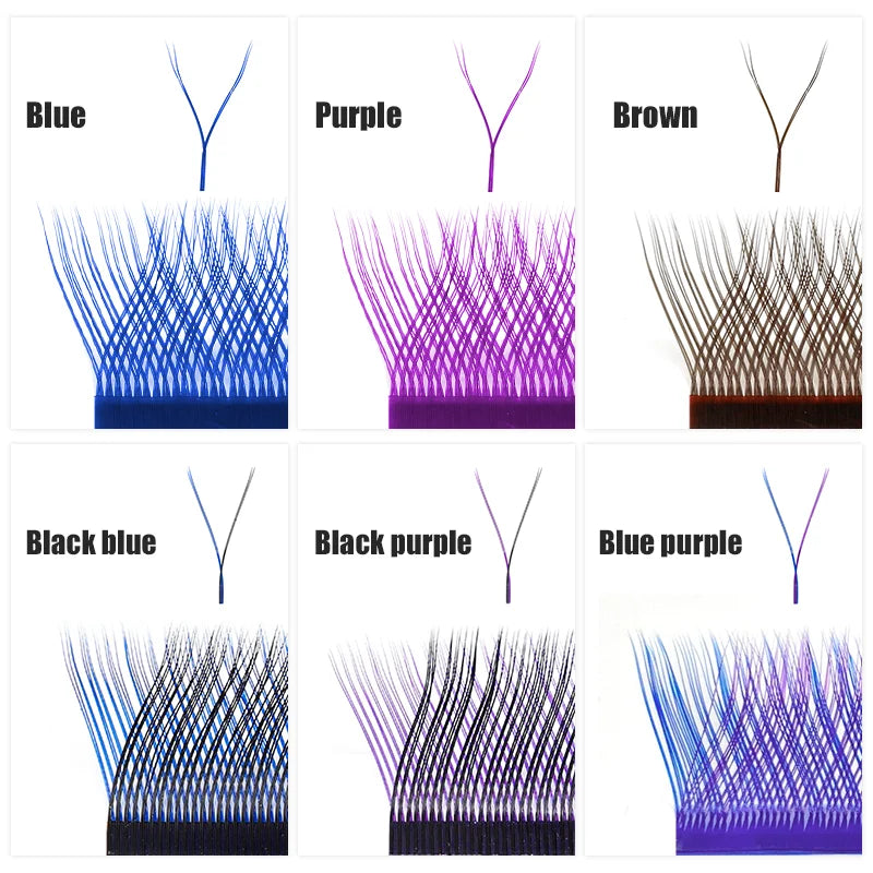False Eyelashes Extension YY Shape with Ombre Colors and C/D Curl - Natural Look