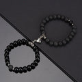 Natural Stone Beads Couple Bracelets - Heart Magnet Friendship Jewelry 2Pcs Set