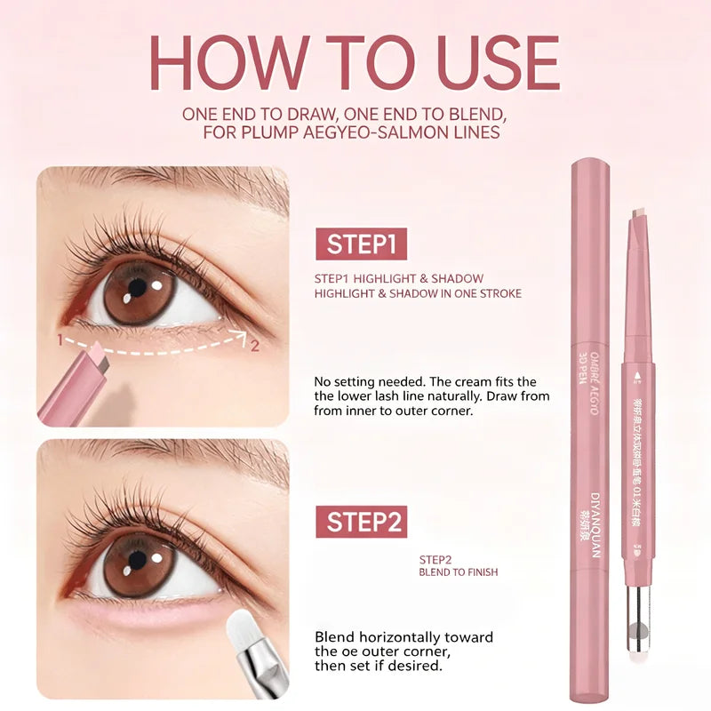 Korean 2-in-1 Eye Contour Pen & Highlighter for Bright, Enlarged Eyes - Waterproof & Smudgeproof