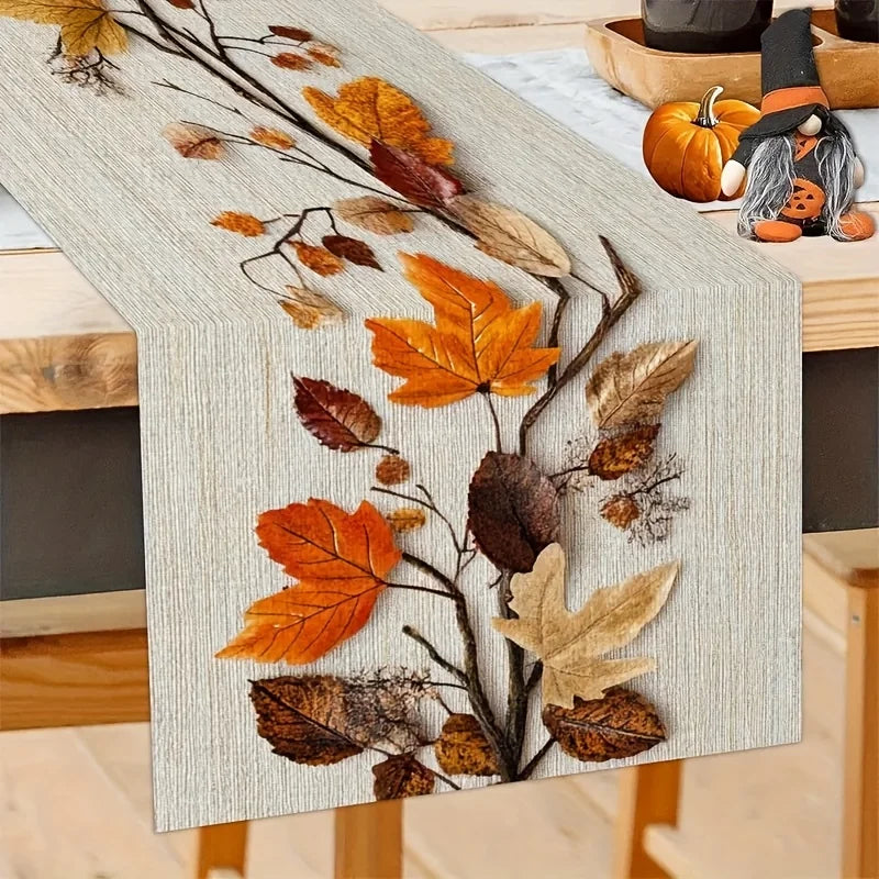 Autumn Fallen Leaf Table Runner Natural Dried Leaves & Vine Design - Multiple Sizes