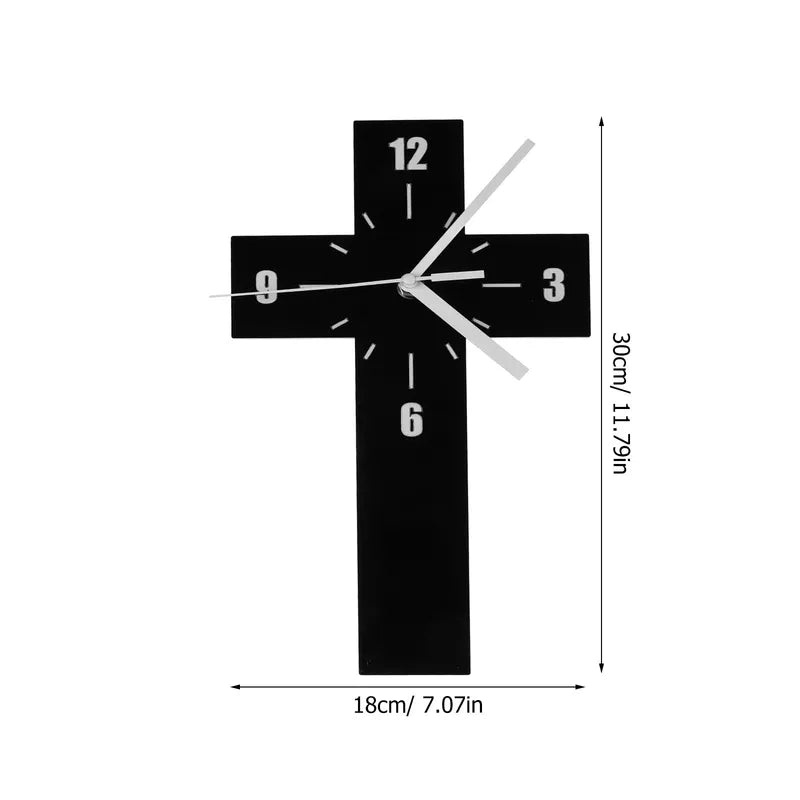 Silent Acrylic Cross Wall Clock - Modern Decorative Clock for Living Room & Bedroom