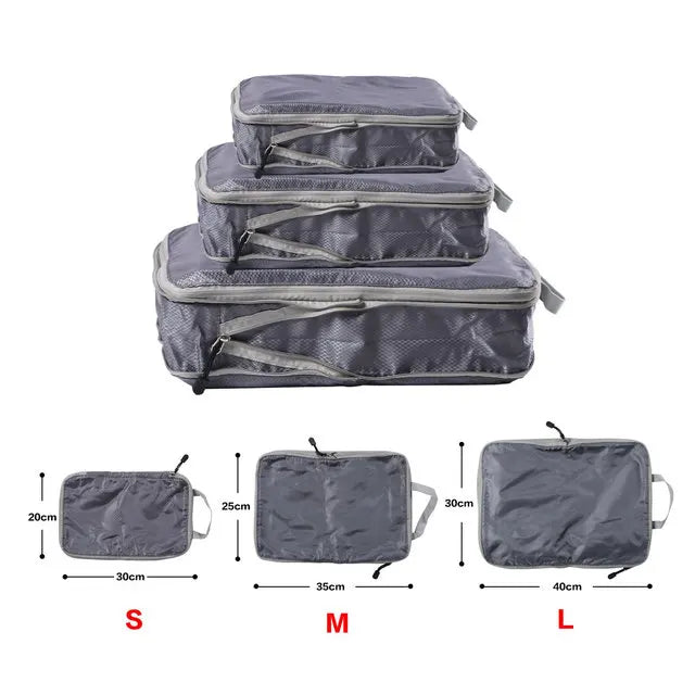 Foldable Compressible Packing Cubes Waterproof Travel Storage Bag Suitcase Organizer