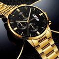 Men's Quartz Business Watch Stainless Steel Calendar Wristwatch for Men