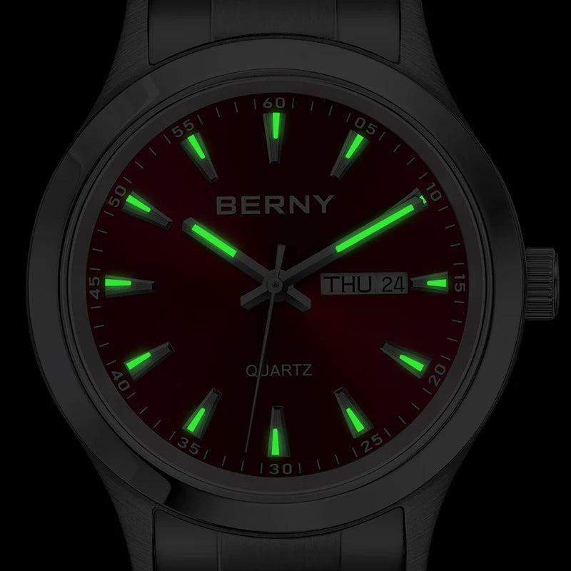 Men's Quartz Wristwatch with Luminous Hands and Date Calendar - Ultra Thin Stainless Steel Dress Watch