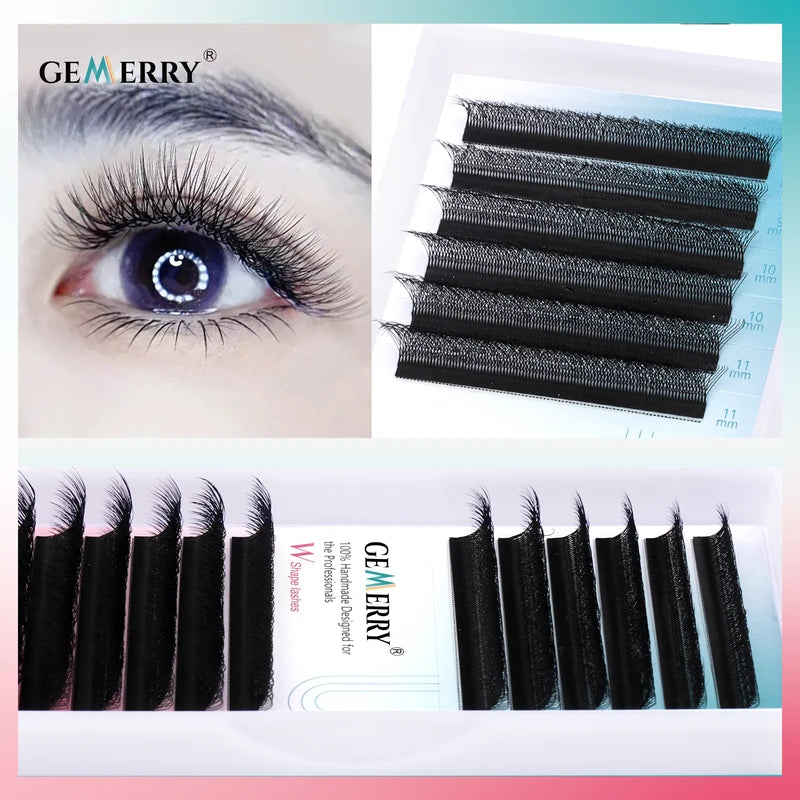 Premade 3D W Shape Eyelash Extensions - Natural Faux Mink Lash Fans, Multiple Sizes & Curls