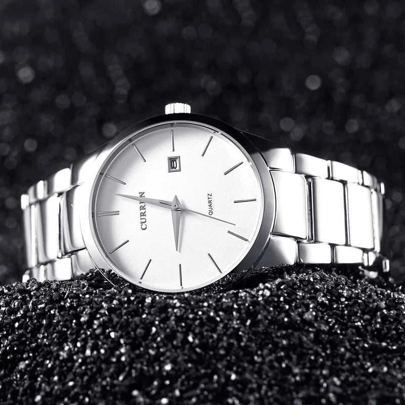 Men's Waterproof Quartz Watch with Steel Strap - Business & Casual