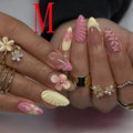 10PCS Medium Length Almond Fake Nail Set French Pointed Acrylic Nails